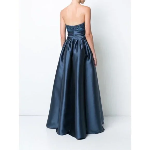 Marchesa Notte Strapless Navy Sequin Embellished Mikado Gown 6 - Picture 2 of 14